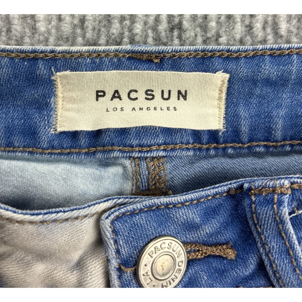 PacSun Shortie Shorts Two-Tone Bleached Distressed Super Stretch High Rise Sz 25 - Picture 2 of 7